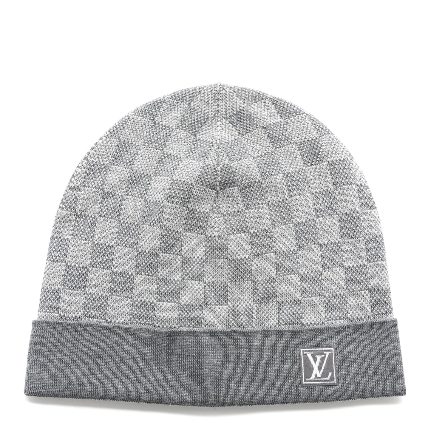 Wool Bonnet Petit Damier Beanie Hat Grey