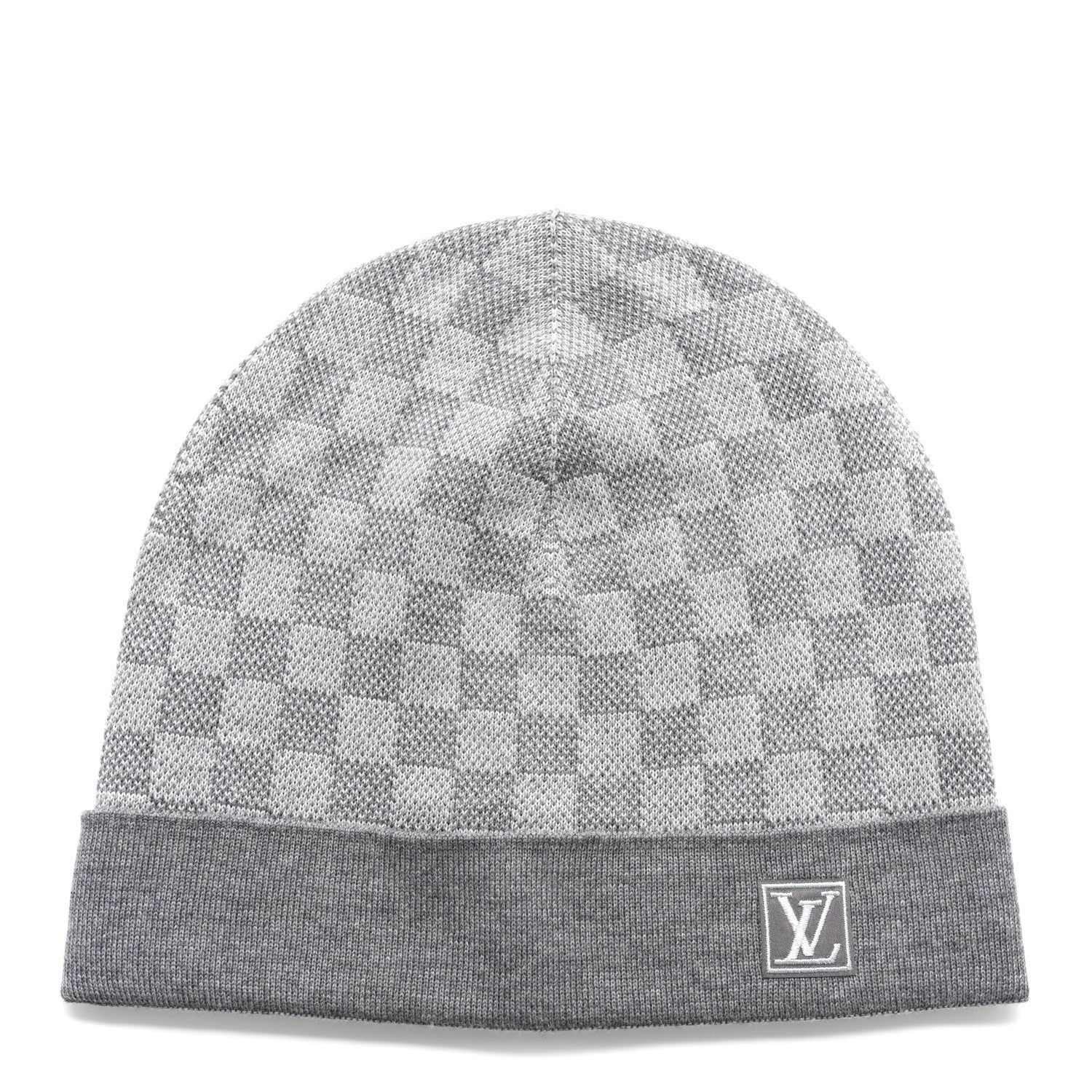 Louis Vuitton Wool Bonnet Petit Damier Beanie Hat Grey 1 of 5