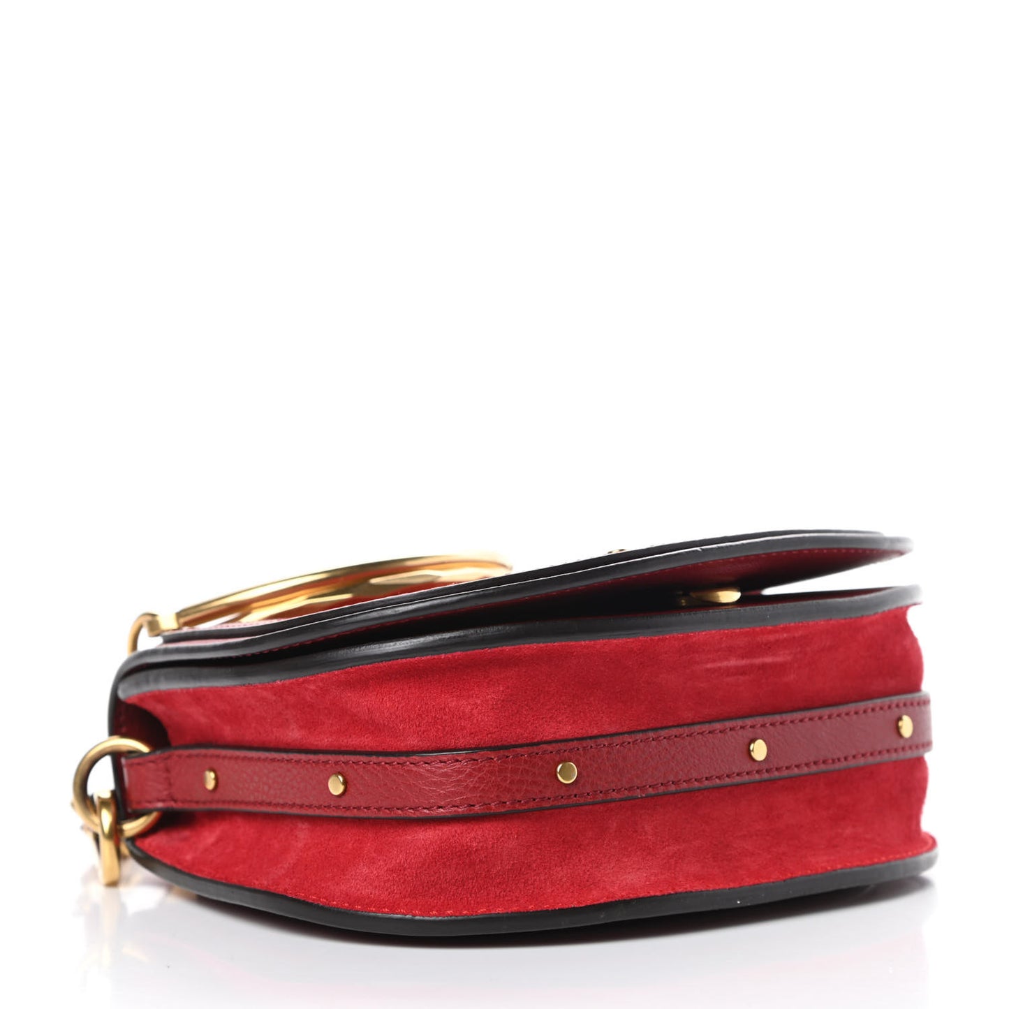 Calfskin Suede Small Nile Bracelet Bag Intense Red