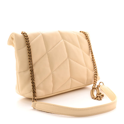 Saint Laurent Lambskin Quilted Toy Loulou Puffer Monogram Chain Satchel Jaune Pale 4 of 12