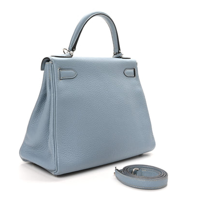 Hermes Togo Kelly Retourne 28 Bleu Lin 3 of 10