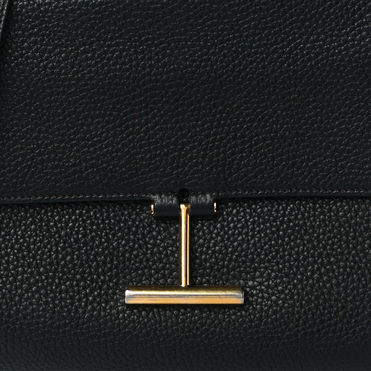 Grained Calfskin Mini T Clasp Tara Crossbody Bag Black