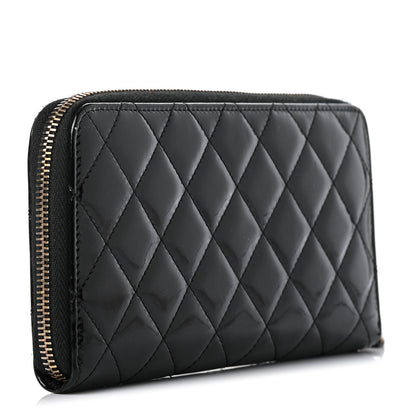 Chanel Patent Quilted Large Gusset Zip Around Wallet Black 3 of 8