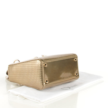 Christian Dior Metallic Patent Micro-Cannage Medium Lady Dior Champagne 4 of 7
