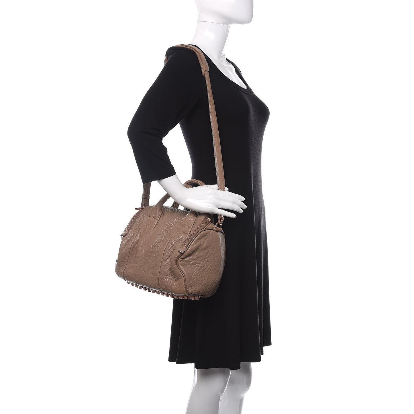 Pebbled Lambskin Rockie Latte Rose Gold Hardware