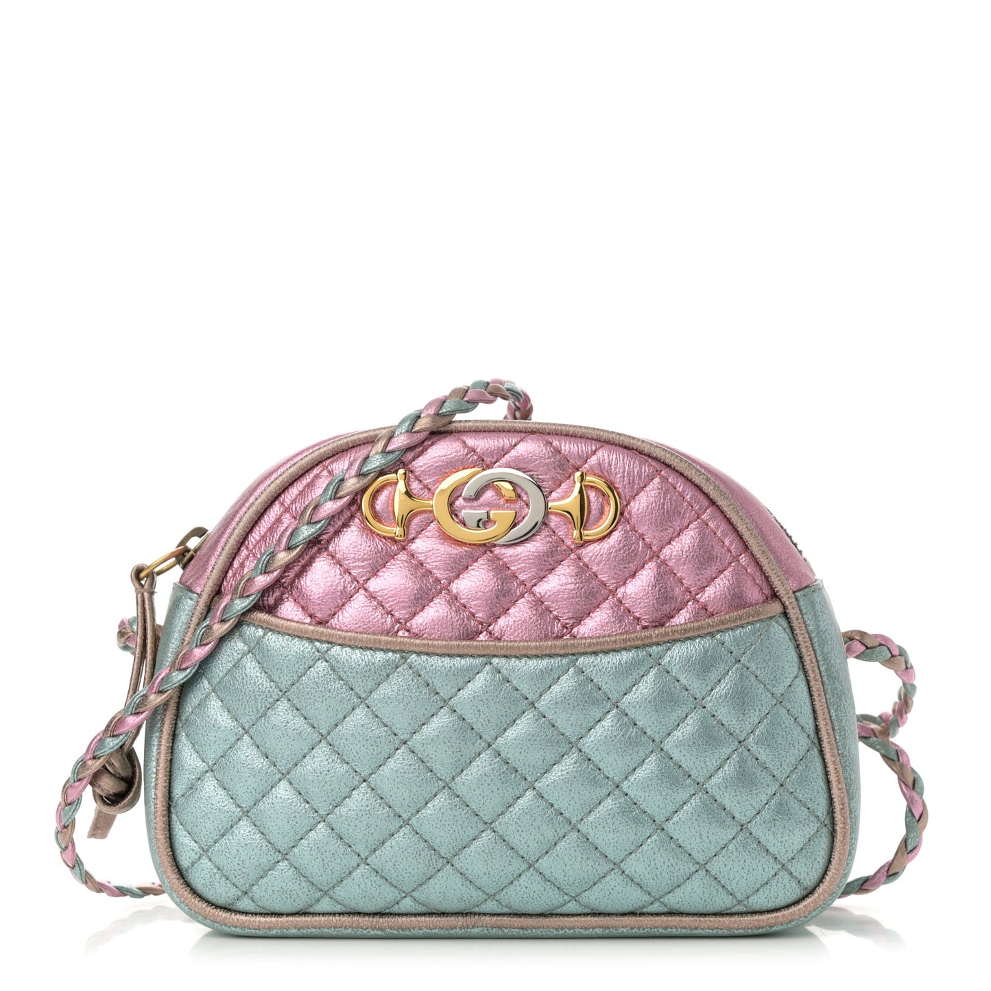 Laminated Nappa Trapuntata Mini Zumi Dome Shoulder Bag Rosa Lago Rame