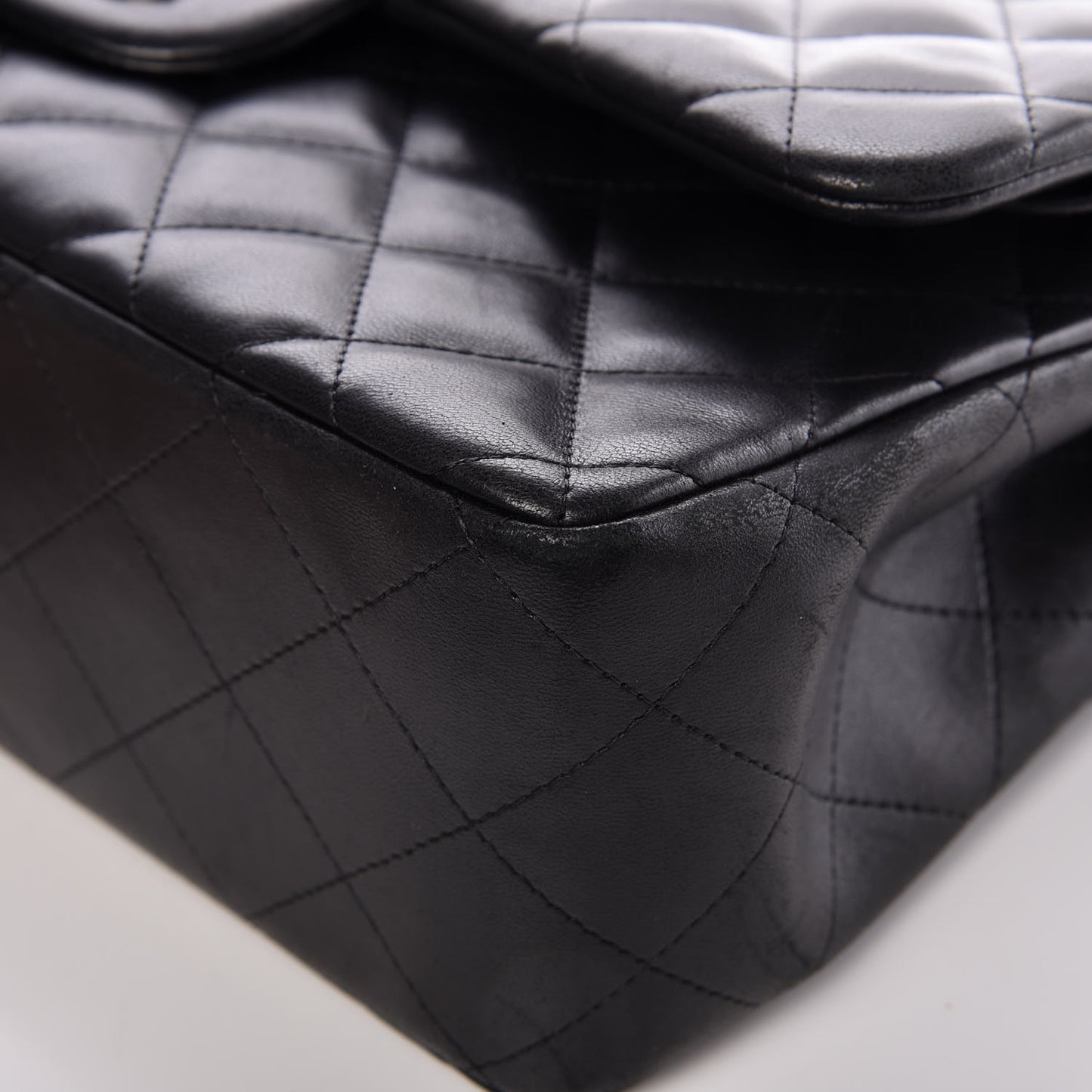 Lambskin Quilted Jumbo Double Flap Black