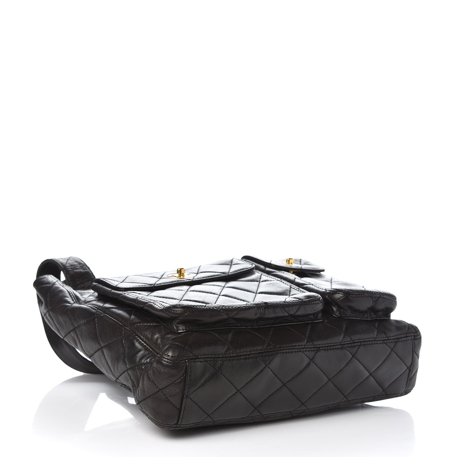 Chanel Lambskin Quilted Double Pocket Tote Black 4 of 8