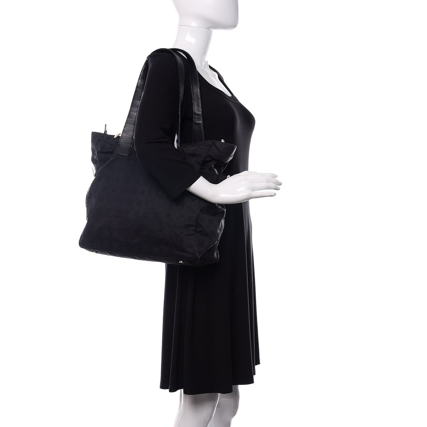 Nylon Large Travel Tote Black