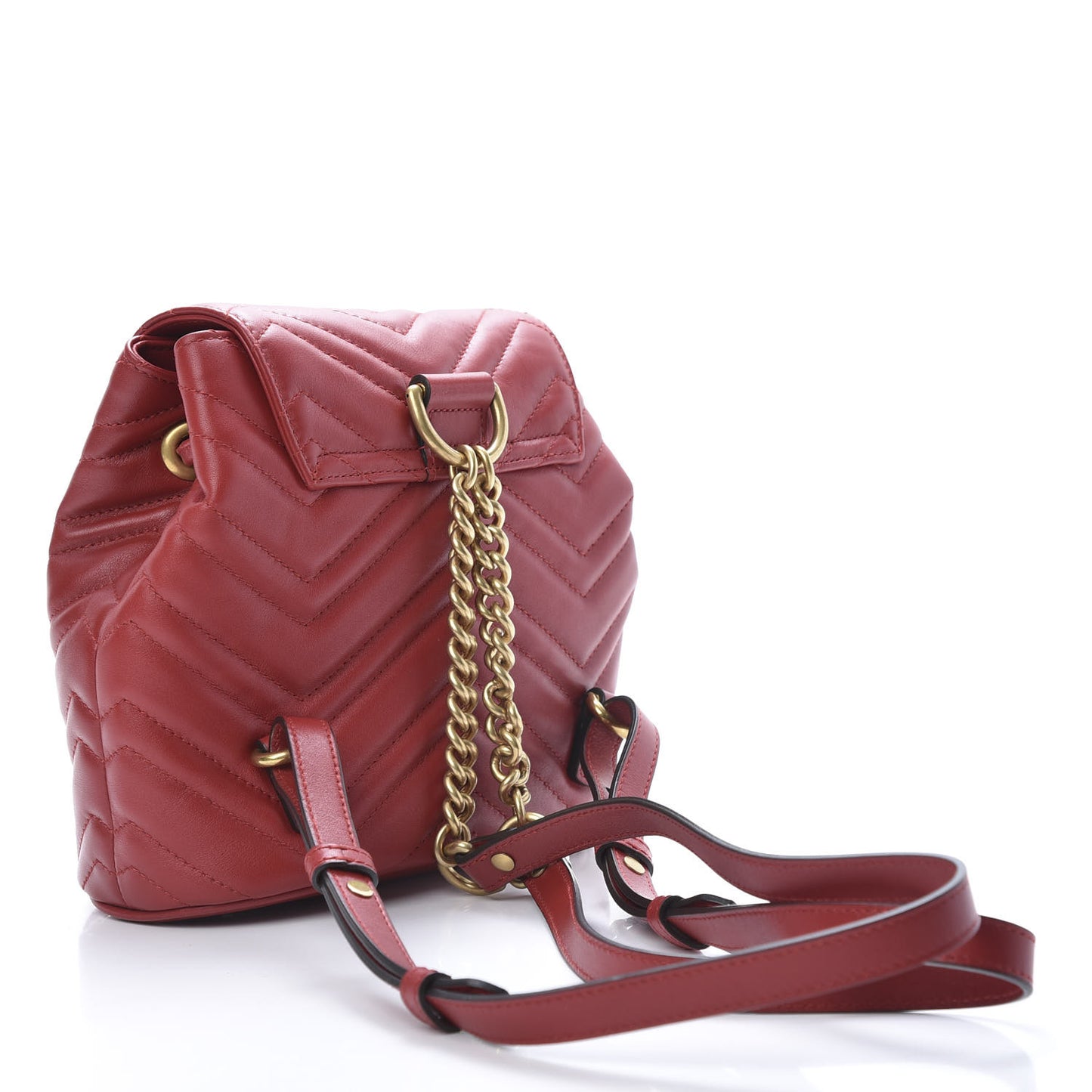 Calfskin Matelasse GG Marmont Flap Backpack Hibiscus Red