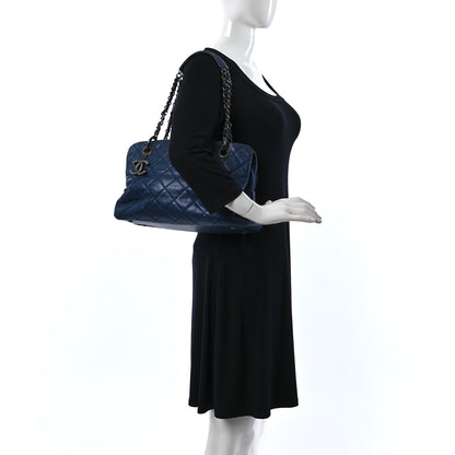 Chanel Iridescent Caviar Quilted Chic Shopping Tote Dark Blue 2 of 7