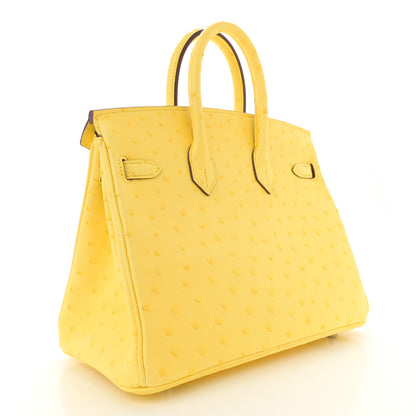 Hermes Ostrich Birkin 25 Jaune Citron 3 of 11