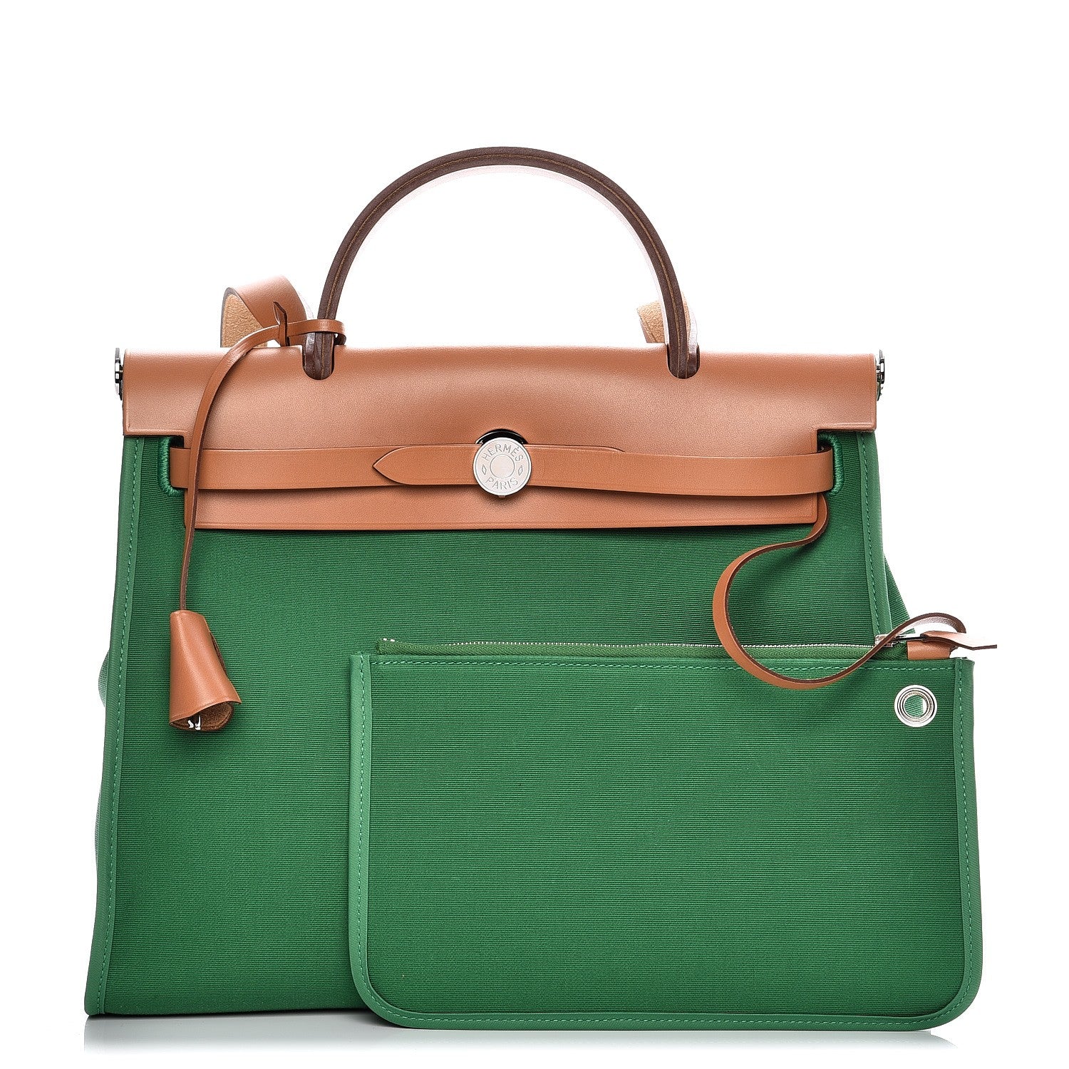 Hermes Vache Hunter Toile Herbag Zip 31 PM Cactus Natural 1 of 12