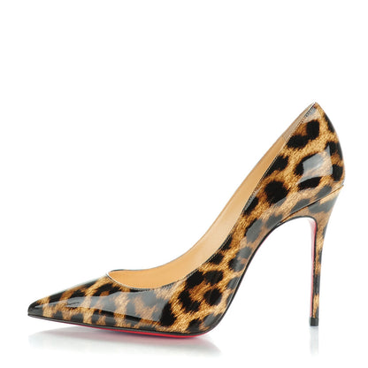 Christian Louboutin Patent Leopard Print Decollete 554 100 Pumps 36 Brown 1 of 8