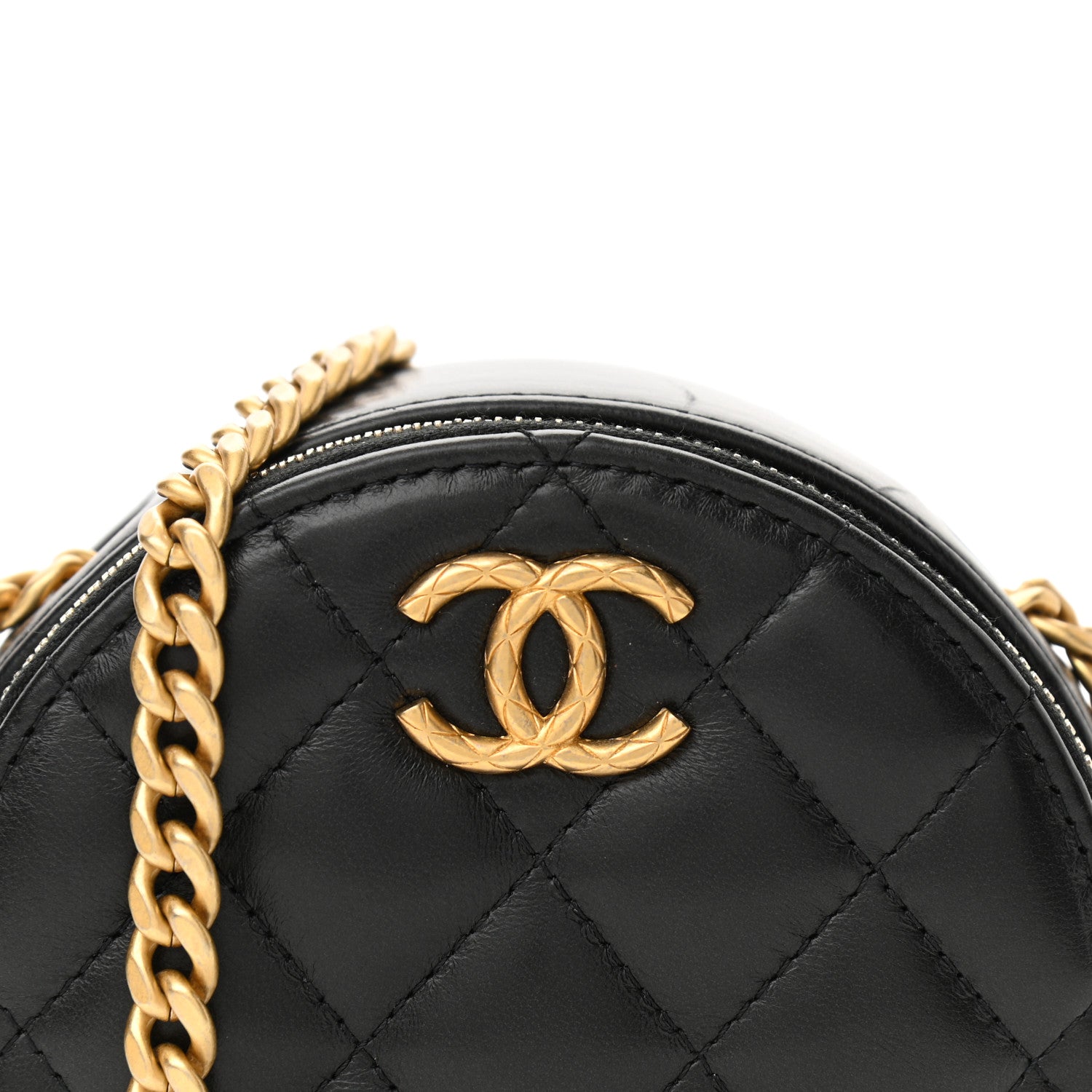 Chanel Lambskin Quilted Pillow Crush Round Clutch With Chain Black 8 of 11