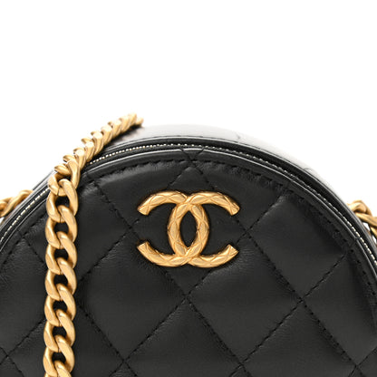 Chanel Lambskin Quilted Pillow Crush Round Clutch With Chain Black 8 of 11