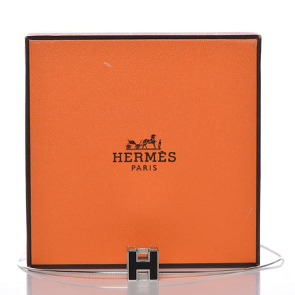 Hermes Lacquered Palladium Cage d'H Pendant Necklace Black 7 of 7