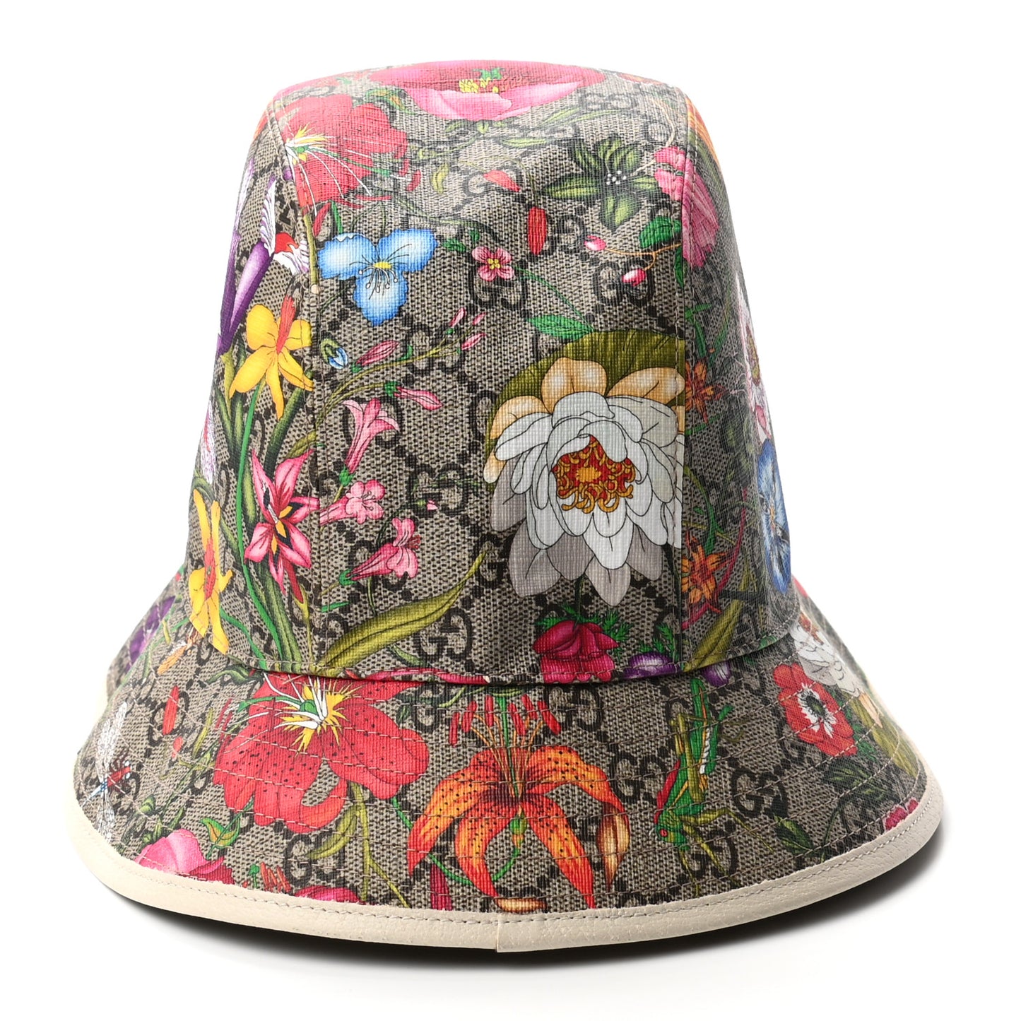 GG Supreme Monogram Flora Fedora Hat XL White