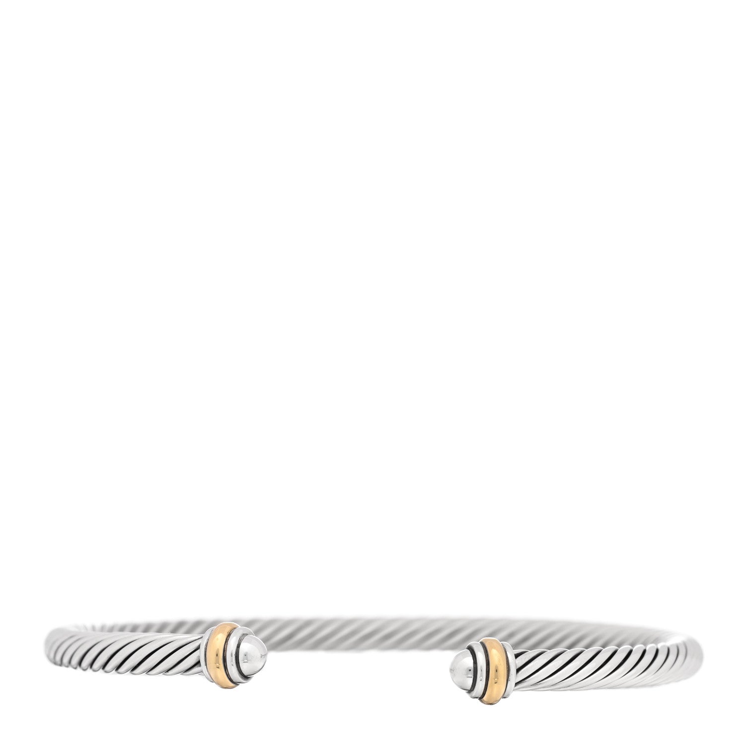 David Yurman Sterling Silver 18K Yellow Gold 4mm Cable Classics Bracelet 1 of 3