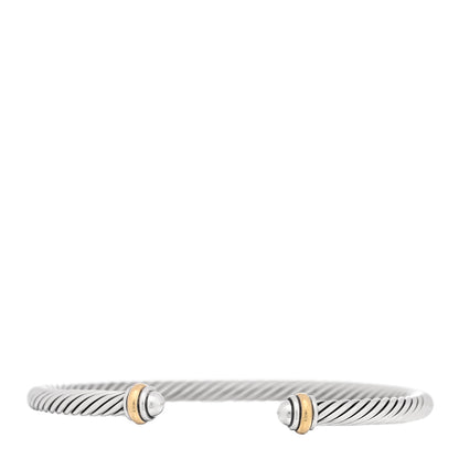 David Yurman Sterling Silver 18K Yellow Gold 4mm Cable Classics Bracelet 1 of 3