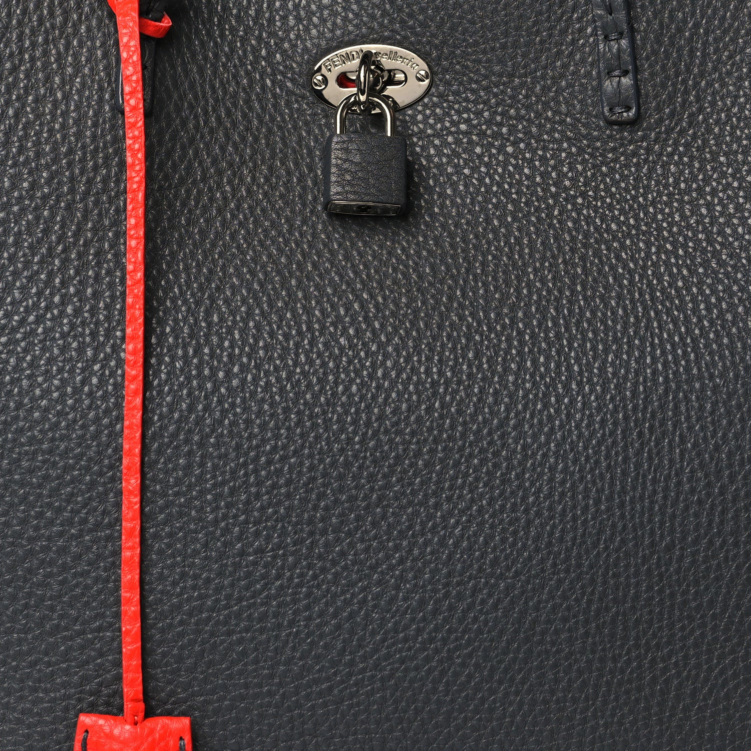 Fendi Cuoio Romano Selleria Bi-Color Carla Shopping Tote Asfalto Papavero 7 of 9