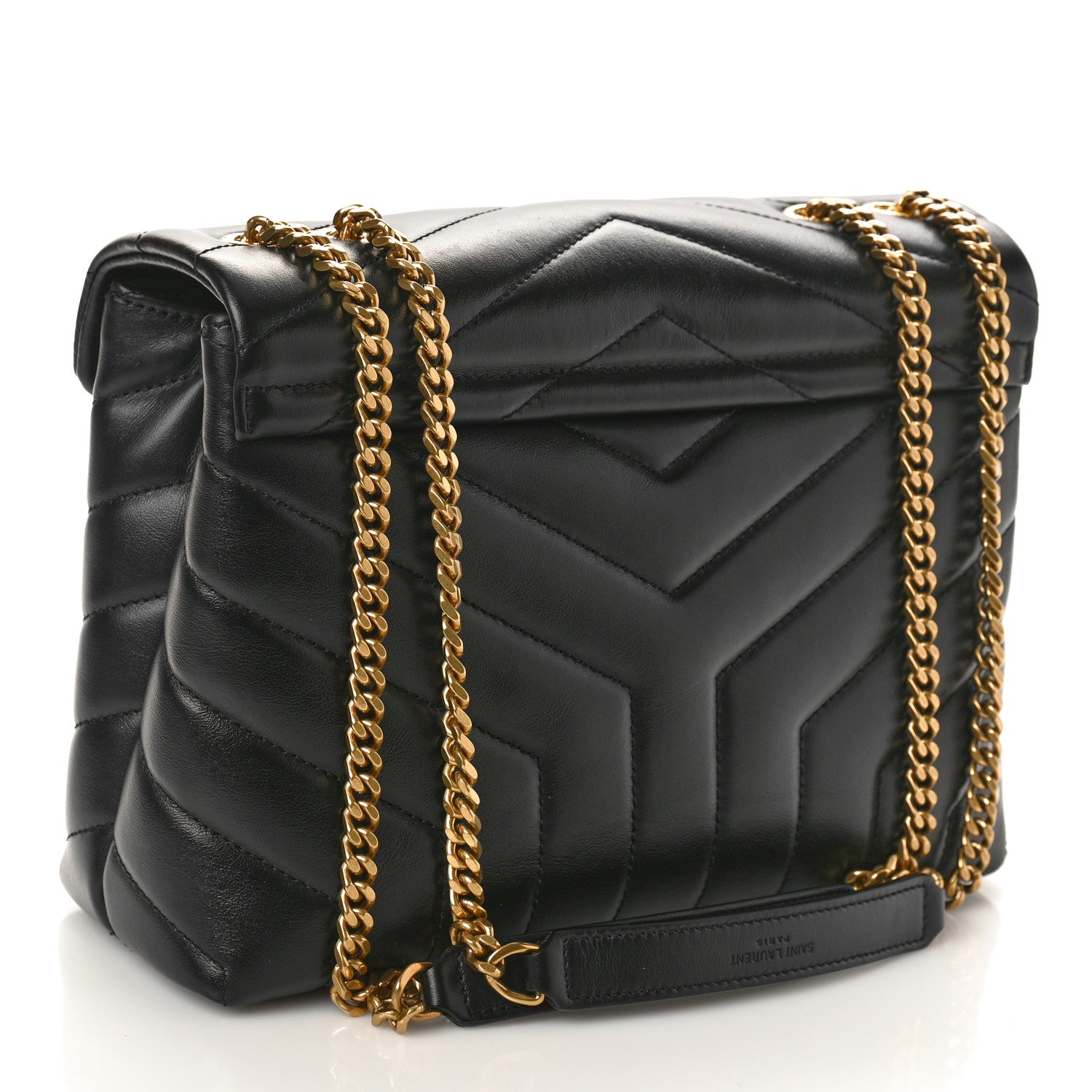 Saint Laurent SAINT LAURENT Calfskin Y Quilted Monogram Small Loulou Chain Satchel Black 2 of 8