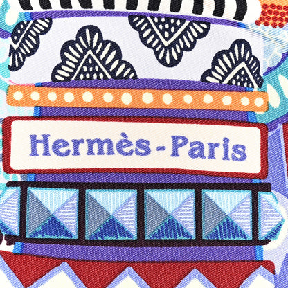 Hermes Silk Twill Duo Cosmique Scarf 90 Rose Pale Bleu Orange 2 of 5
