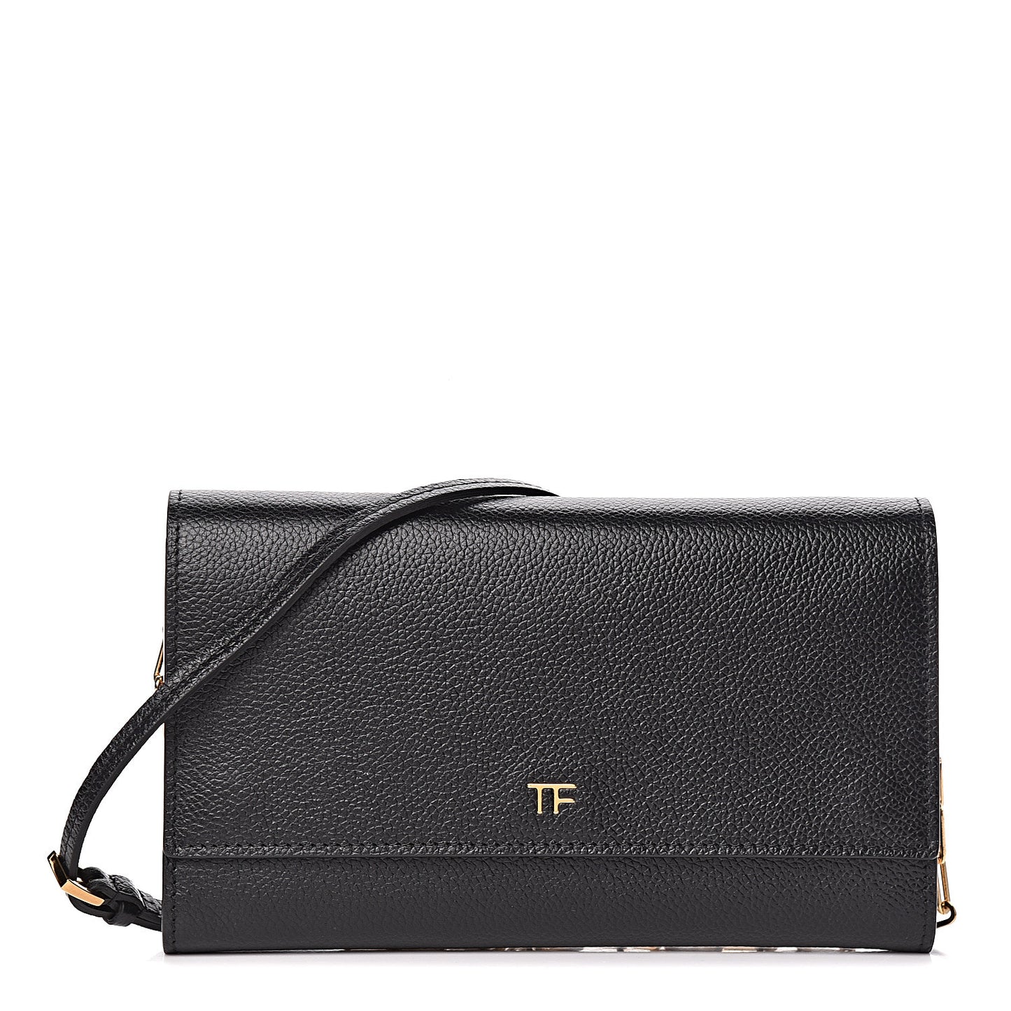 Pebbled Calfskin Wallet On Chain Black