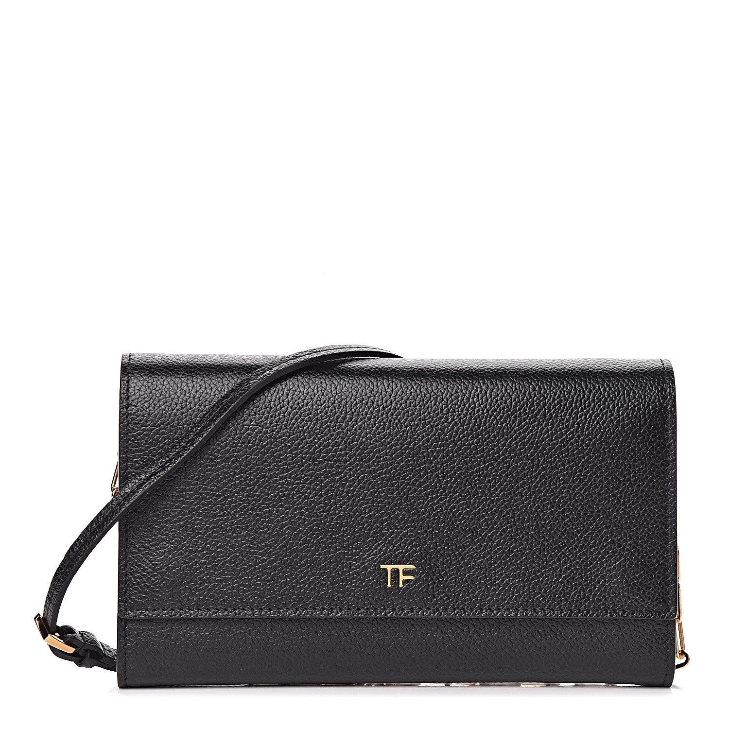 Tom Ford Pebbled Calfskin Wallet On Chain Black 1 of 11