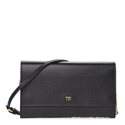 Tom Ford Pebbled Calfskin Wallet On Chain Black 1 of 11