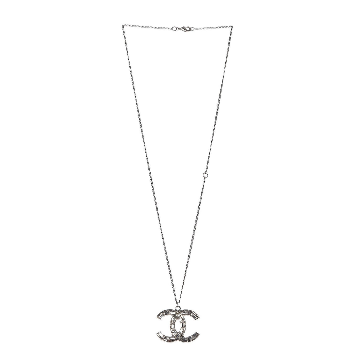 Baguette Crystal CC Necklace Silver