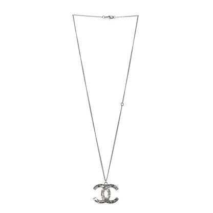 Chanel Baguette Crystal CC Necklace Silver 3 of 7