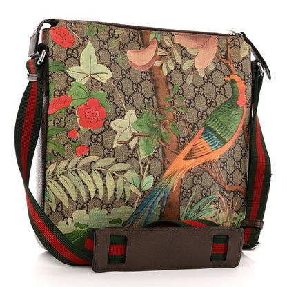 Gucci GG Supreme Monogram Tian Web Medium Flat Messenger Beige Multicolor New Acero 3 of 12