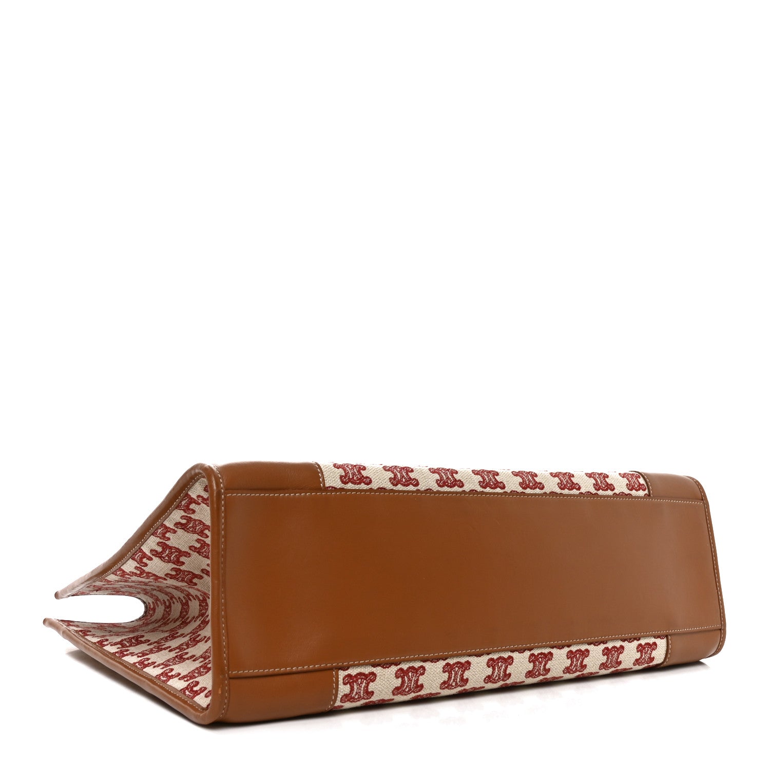 Celine Canvas Calfskin Triomphe Embroidered Horizontal Cabas Burgundy 4 of 9