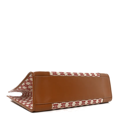 Celine Canvas Calfskin Triomphe Embroidered Horizontal Cabas Burgundy 4 of 9
