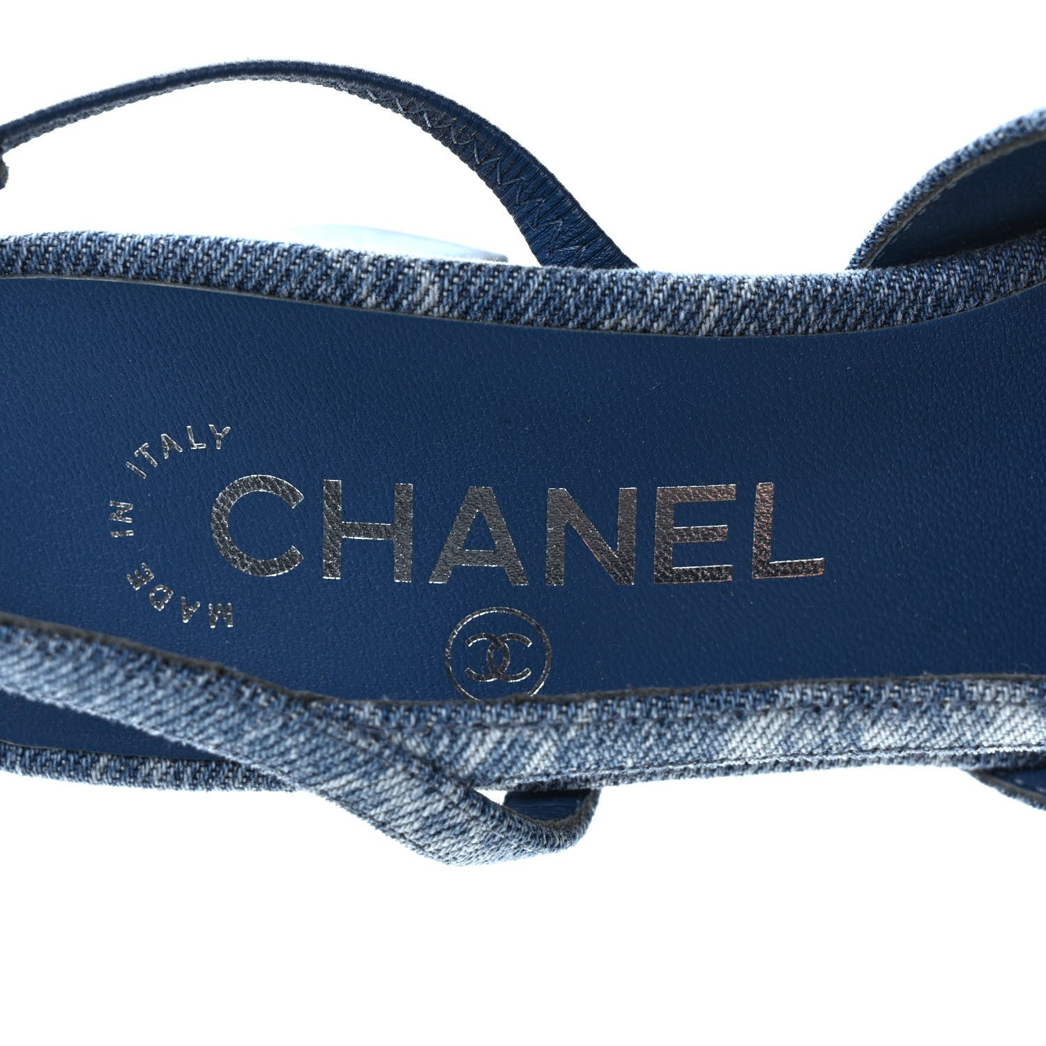 Chanel Denim Cap Toe Denim Slingback Pumps 36.5 Blue 7 of 8