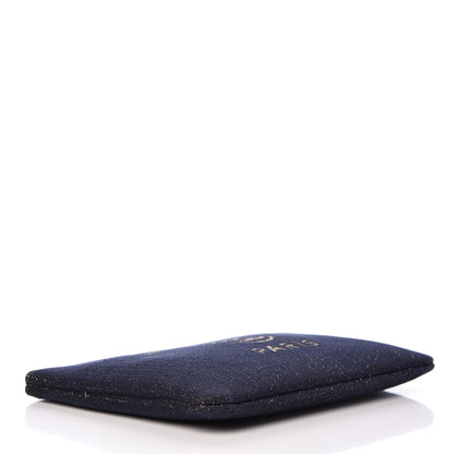 Chanel Lurex Canvas Medium Deauville Cosmetic Pouch Navy Blue Gold 4 of 7