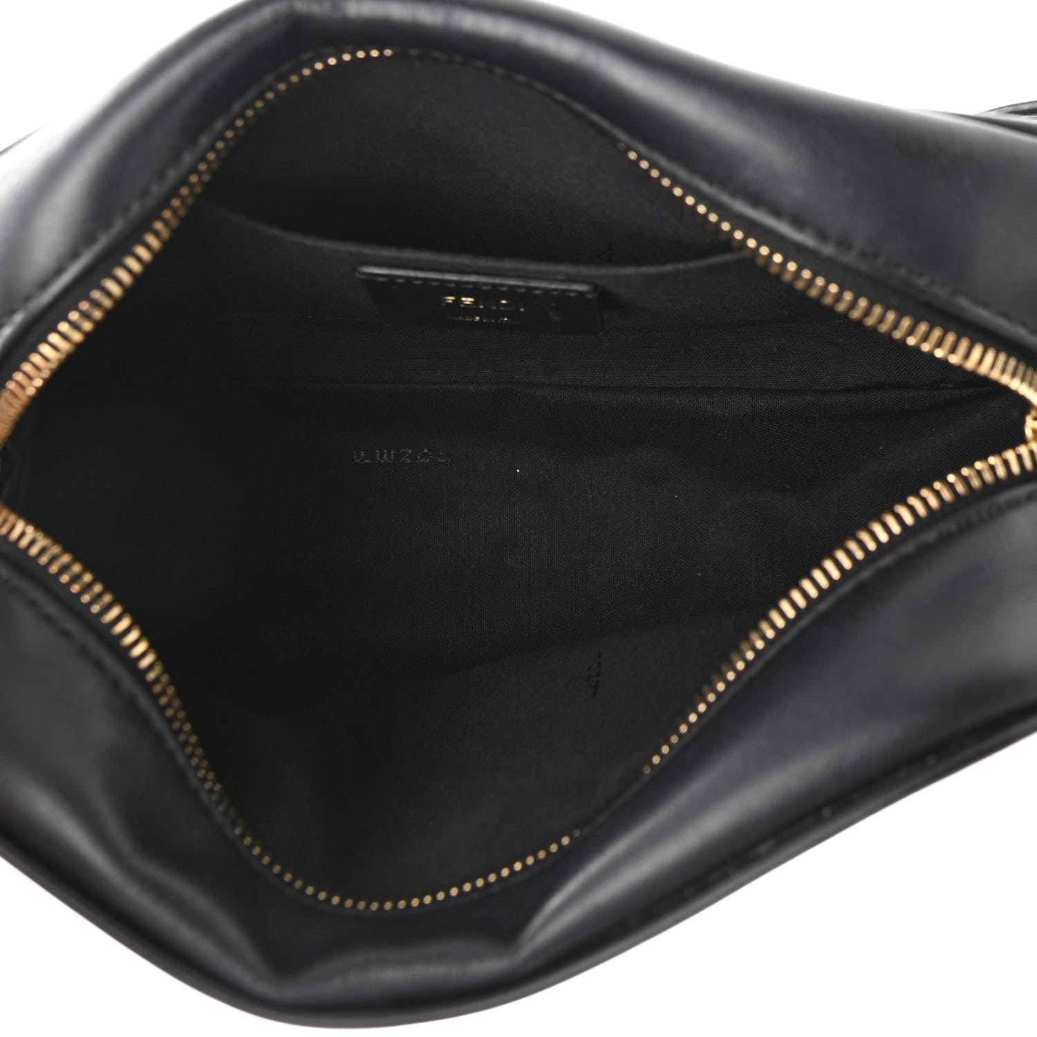 Fendi Glazed Fabric Vitello Century FF 1974 Stamp Patch Camera Case Mogano Panna Black 5 of 10