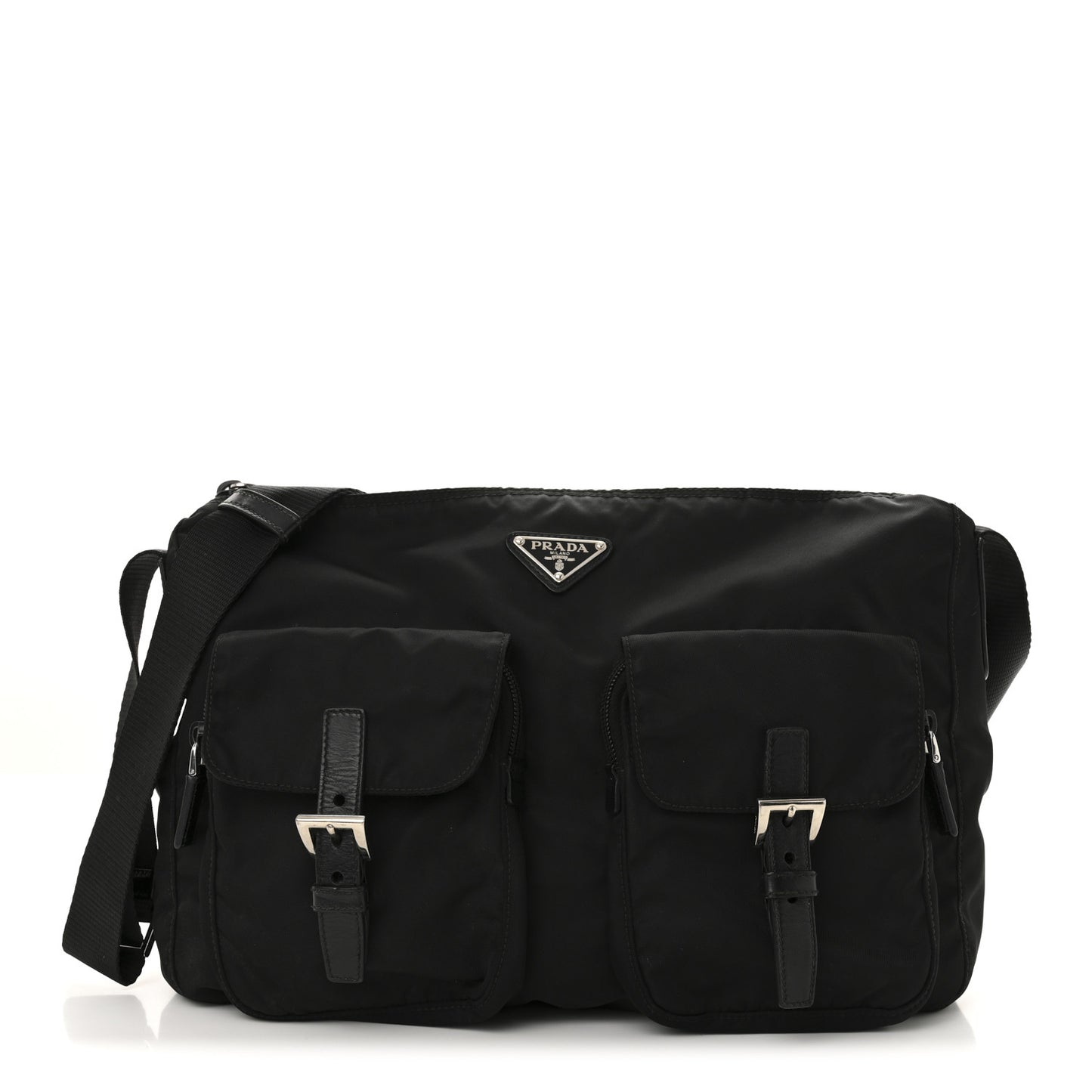 Tessuto Nylon Saffiano Vela Messenger Bag Black