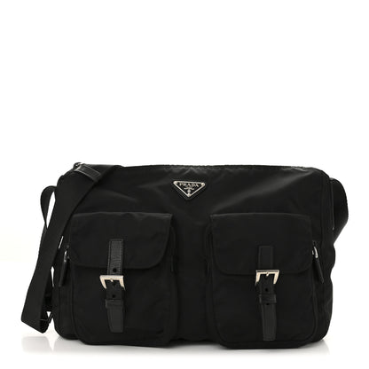 Prada Tessuto Nylon Saffiano Vela Messenger Bag Black 1 of 12