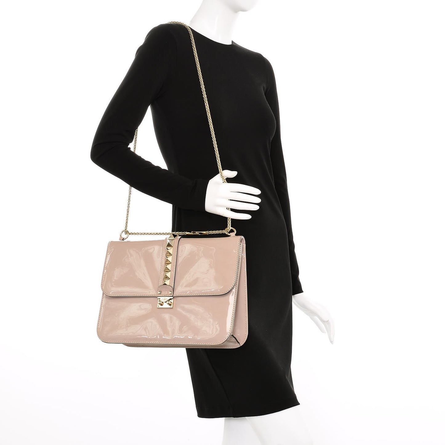 Patent Large Glam Lock Rockstud Flap Poudre
