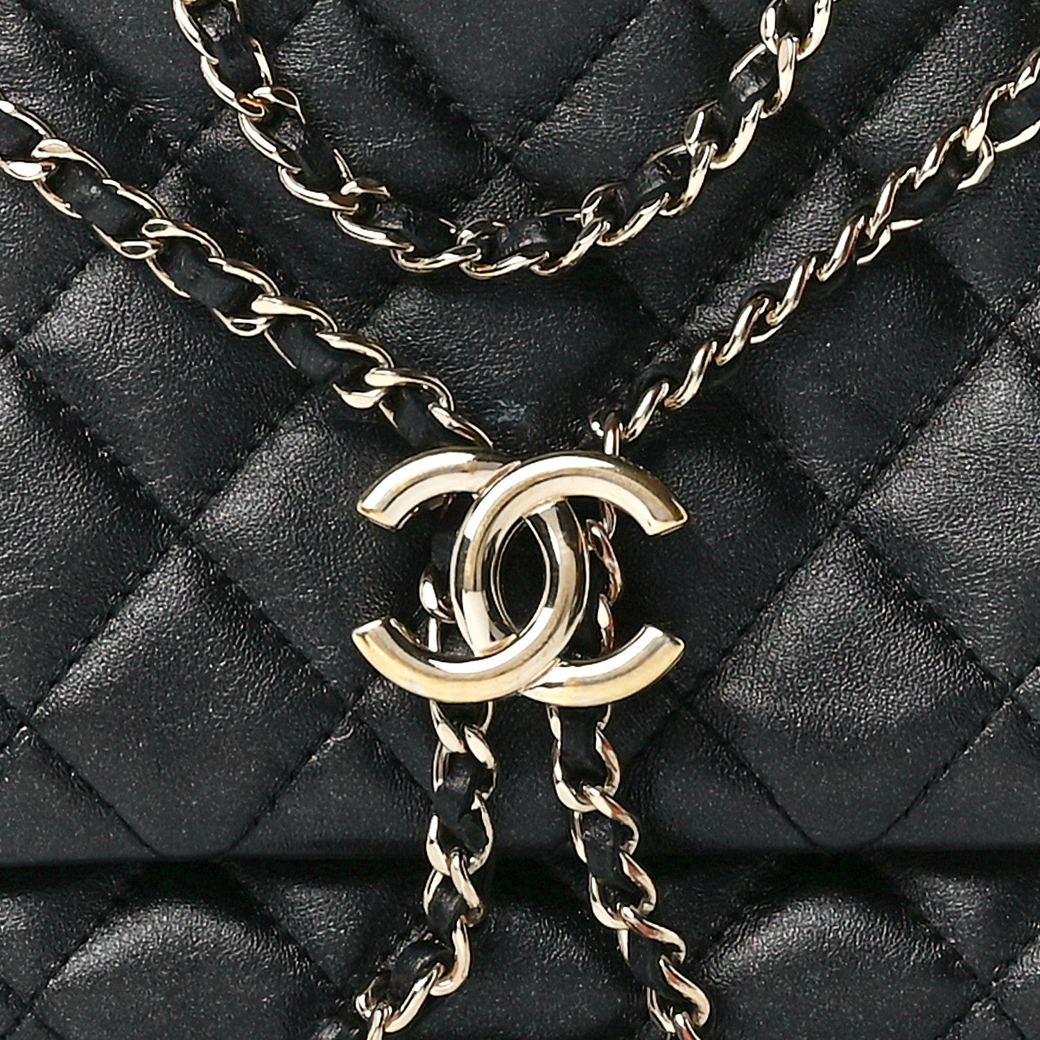 Chanel Shiny Lambskin Quilted Medium Double Case With Strap Black 8 of 12