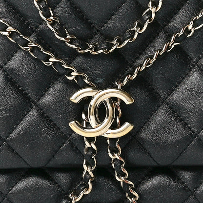 Chanel Shiny Lambskin Quilted Medium Double Case With Strap Black 8 of 12