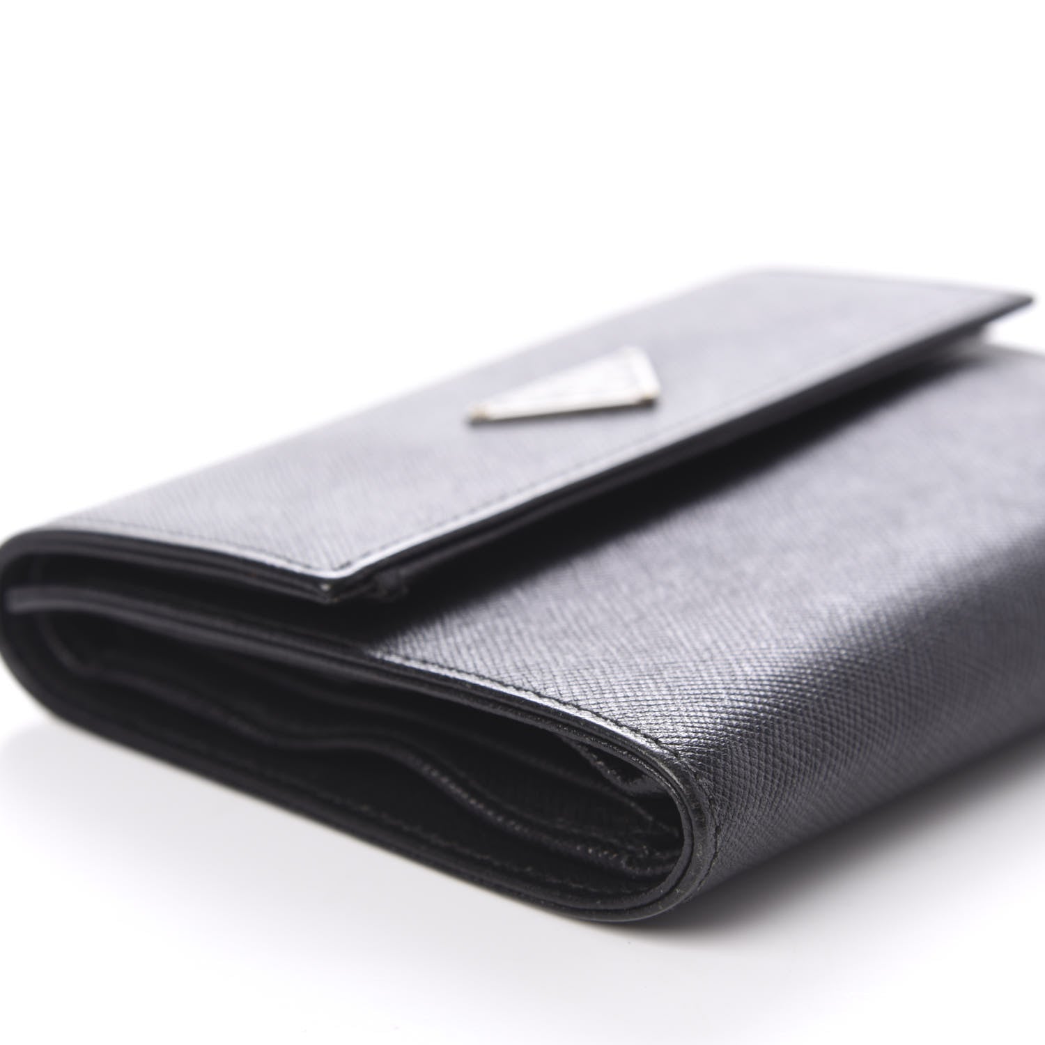 Prada Saffiano Metal Tri-Fold Wallet Black 9 of 12