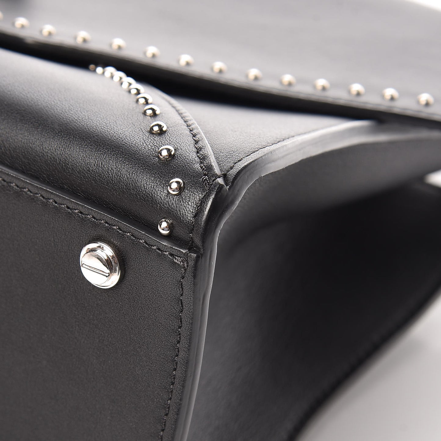 Calfskin Studded Small Obsedia Satchel Black