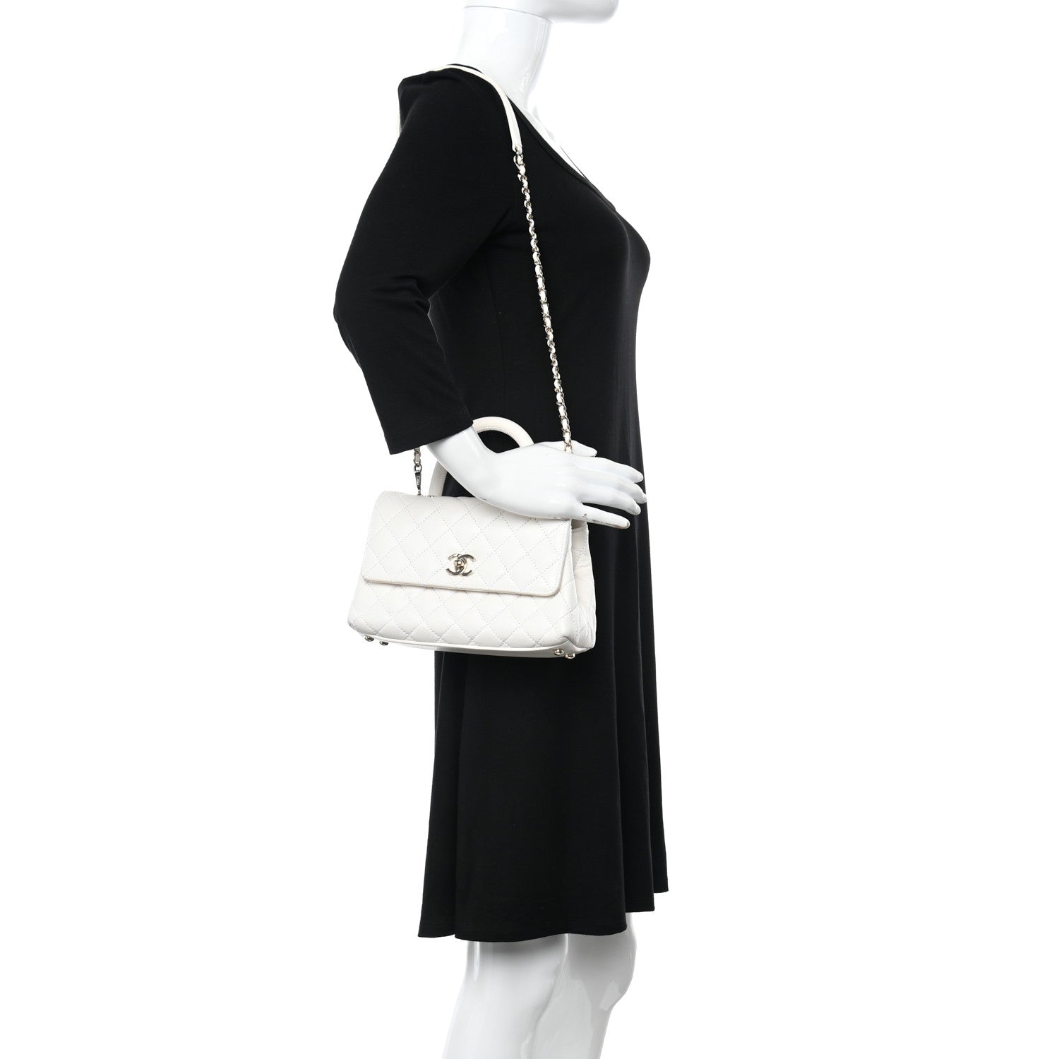 Chanel Caviar Quilted Mini Coco Handle Flap White 2 of 11