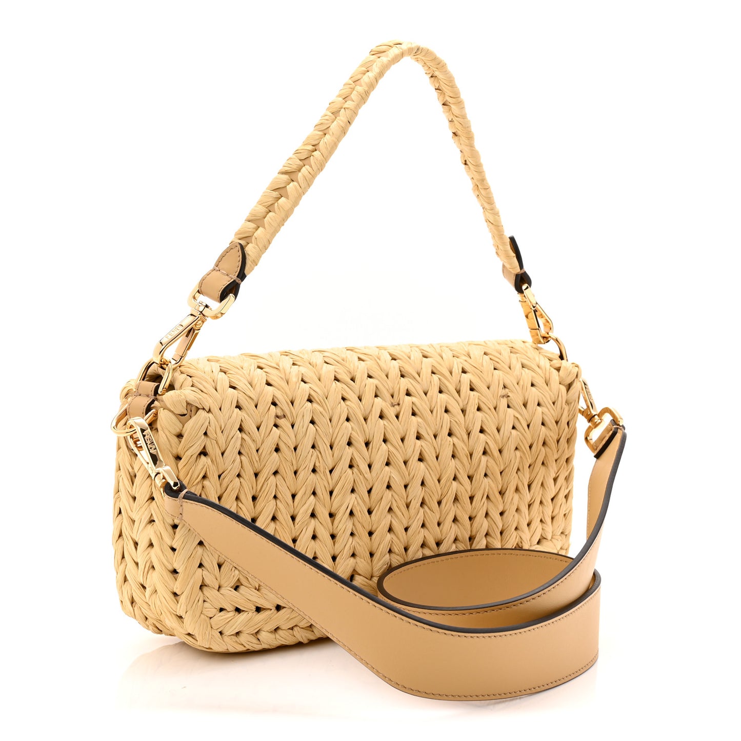 Paglia Vitello Grace FF Woven Baguette