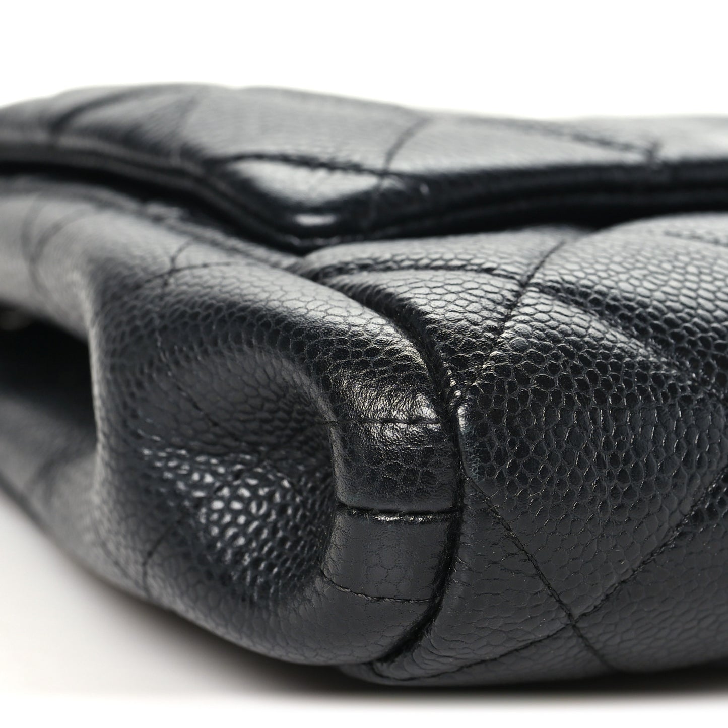 Caviar Quilted Clutch With Chain Flap Black