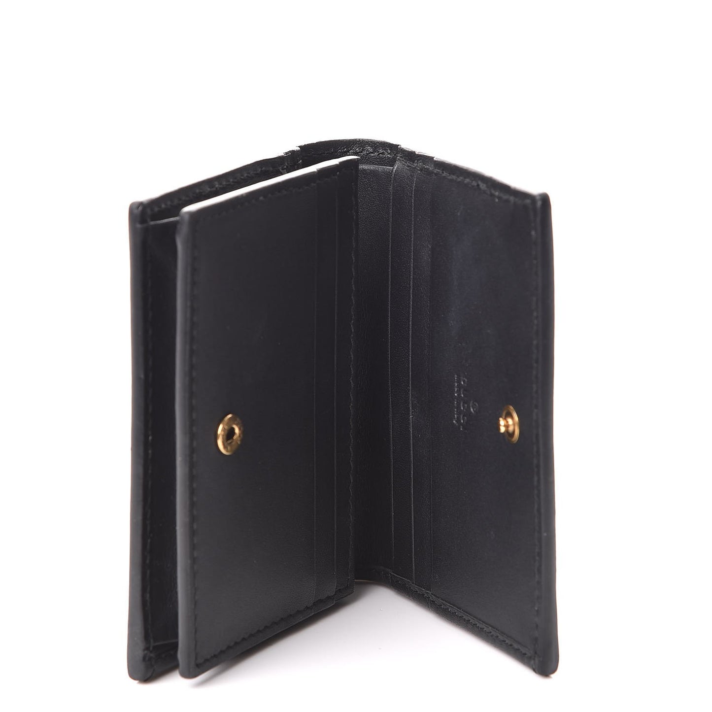 Calfskin Queen Margaret Card Case Wallet Black Mystic White