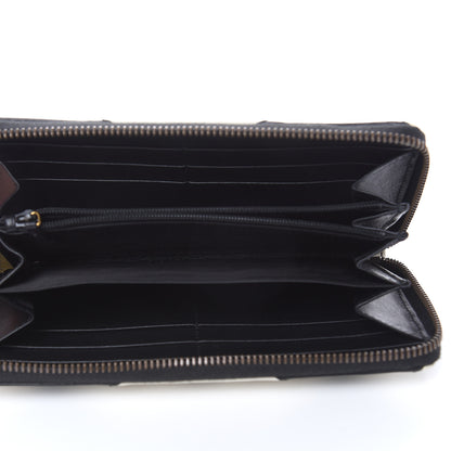 Gucci Calfskin Matelasse GG Marmont Zip Around Wallet Black White 5 of 8